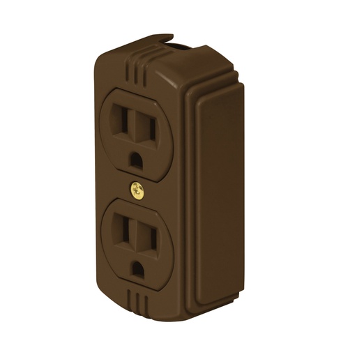 [46115] Contacto de sobreponer dúplex 2 polos+ tierra, café, VOLTECK COSO-DA-C