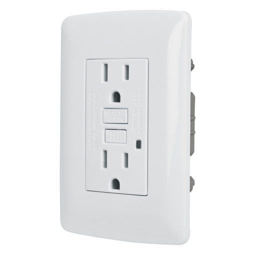 [46142] Contacto dúplex falla a tierra GFCI, blanco, línea Italiana CODO-GFCIB