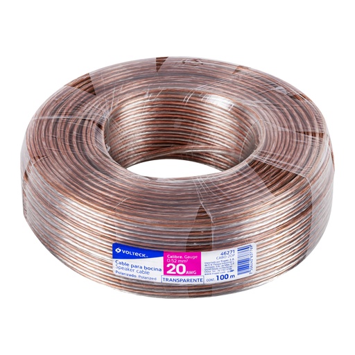 [46271] Rollo de 100 m cable polarizado transparente p/bocina 20 AWG CABO-20P
