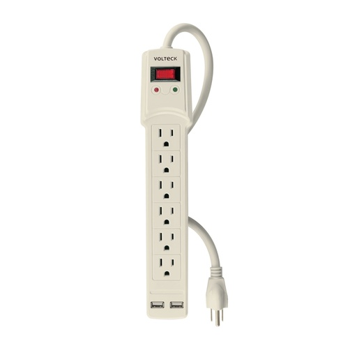 [46329] Multicontacto 14 AWG 6 entradas, 2 puertos USB, 850 J marfil MUL-615U