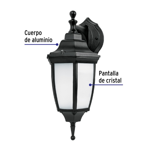 [46342] Arbotante de LED 8 W tipo farol suspendido negro, Volteck ARB-103L