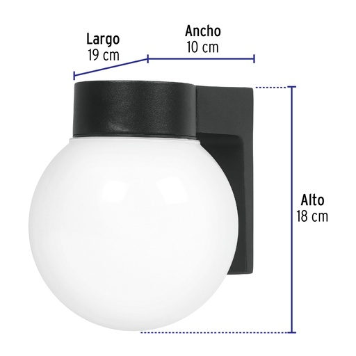 [46344] Arbotante de LED 8 W tipo globo luz cálida, Volteck ARB-001L