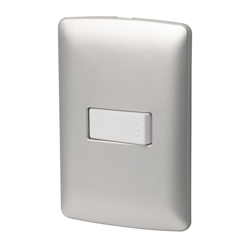 [46477] Placa armada 1 interruptor sencillo plata, línea Italiana PA-APSE-IP