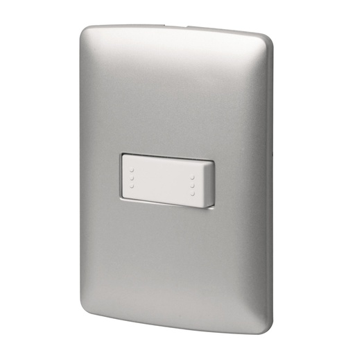 [46478] Placa armada 1 interruptor escalera plata, línea Italiana PA-APSE-EIP