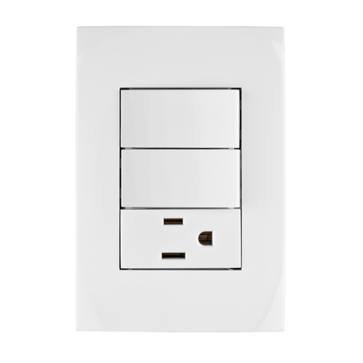 [46488] Placa armada contacto y 2 interruptores, línea Oslo, blanco PA-APCO-O2B