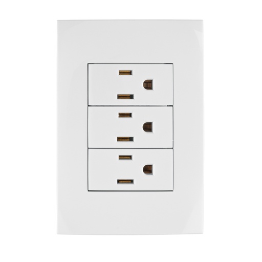 [46491] Placa armada 3 contactos aterrizados, línea Oslo, blanco PA-COTR-OB