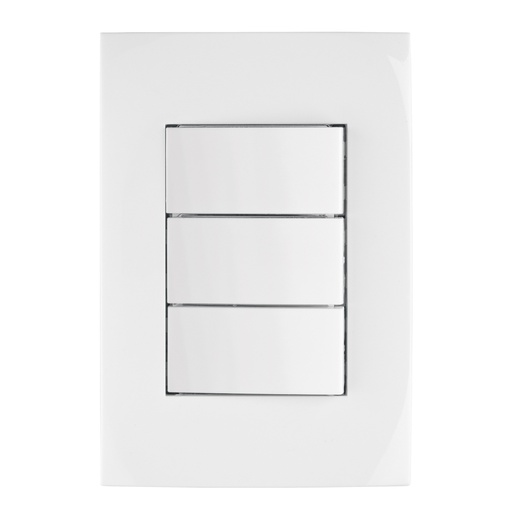 [46496] Placa armada 3 interruptores sencillos, línea Oslo, blanco PA-APTR-OB