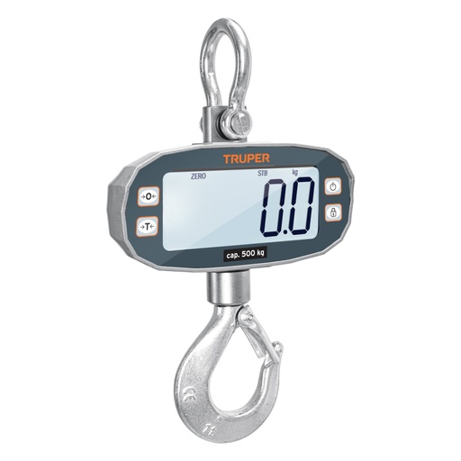 [102543] Báscula electrónica colgante, recargable, 500 kg, Truper BASE-500C