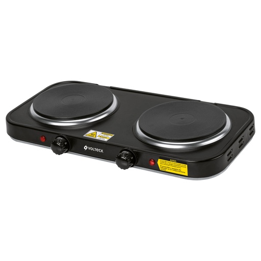 [47553] Parrilla eléctrica 2 quemadores de disco, negra, VOLTECK PAEL-2CDN