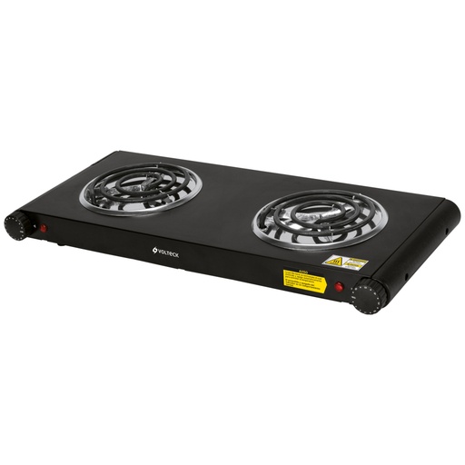 [47555] Parrilla eléctrica 2 quemadores en espiral, negra, VOLTECK PAEL-2CN