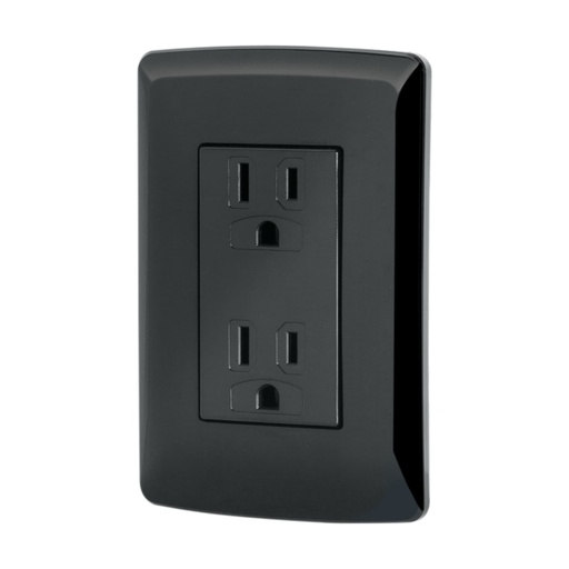 [47588] Contacto dúplex aterrizado, color negro, línea Italiana CODO-IN