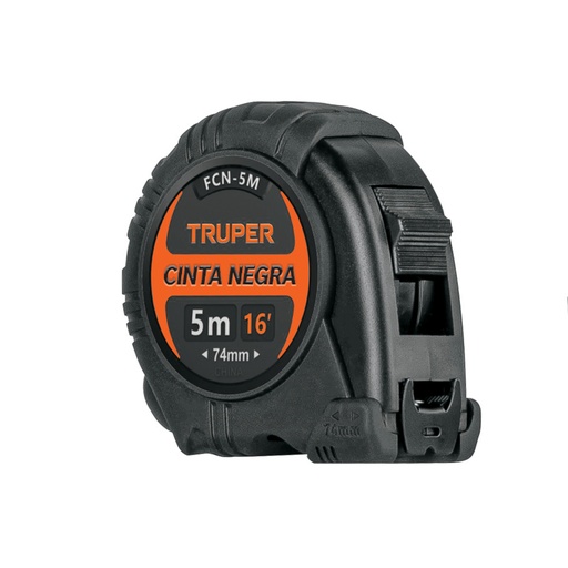 [102598] Flexómetro contra impactos 5 m, Cinta Negra 19 mm, Truper FCN-5M