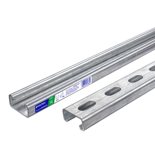 [47765] Perfil monocanal perforado de 3 m, 4 x 2 cm cal. 14, VOLTECK PU-142P