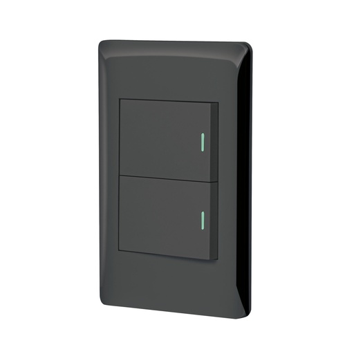 [47893] Placa armada negra 2 interruptores 1.5 módulos, Lisboa PA-APDO15-LN