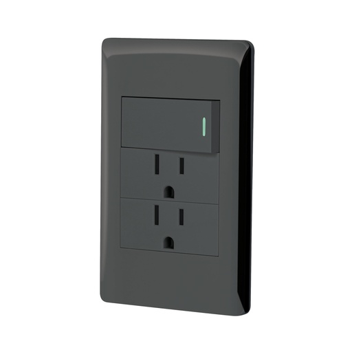 [47901] Placa armada negra interruptor y 2 contactos 1 mód, Lisboa PA-APCO-L3N