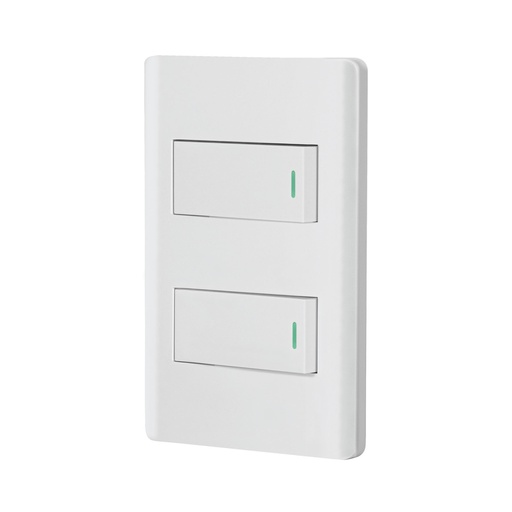 [47954] Placa armada blanca con 2 interruptores 1 módulo, Lisboa PA-APDO1-LB