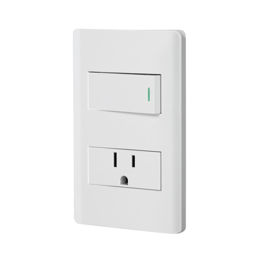 [47965] Placa armada blanca interruptor y contacto 1 módulo, Lisboa PA-APCO1-LB