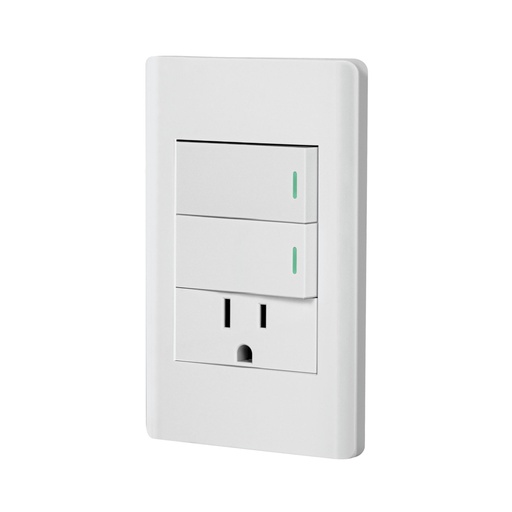 [47967] Placa armada blanca 2 interruptores y contacto 1 mód, Lisboa PA-APCO-L2B