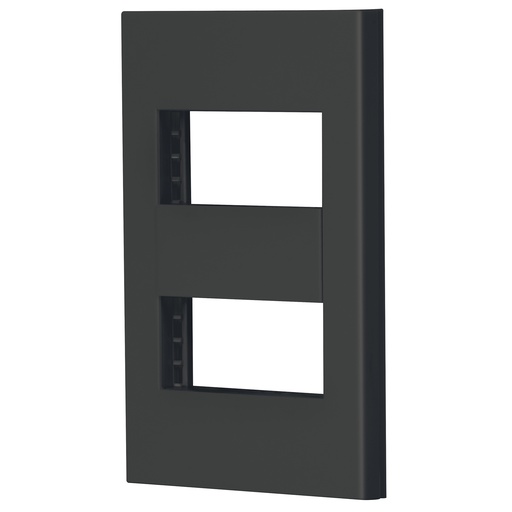 [47998] Placa 2 ventanas, 1 módulo, línea Española, color negro PPDO-EN