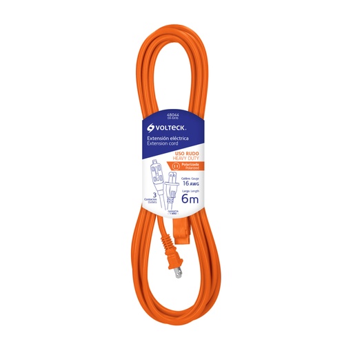 [48044] Extensión eléctrica de uso rudo 6 m 2x16 AWG, VOLTECK ER-6X16