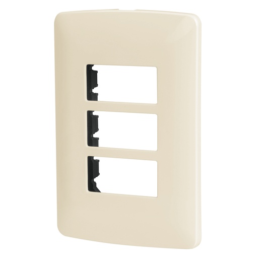 [48090] Placa de 3 módulos, marfil, Línea Italiana, VOLTECK PPTR-I