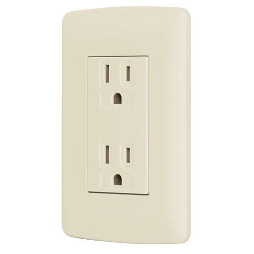 [48110] Contacto dúplex aterrizado, color marfil, línea Italiana CODO-I