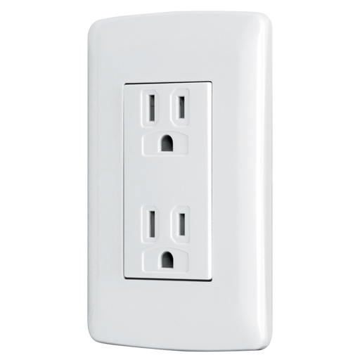 [48130] Contacto dúplex aterrizado, color blanco, línea Italiana CODO-IB