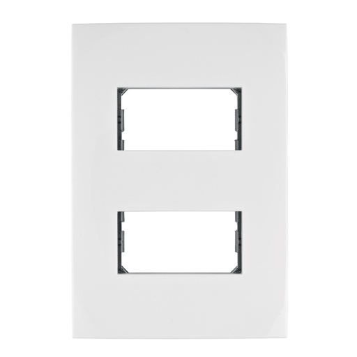[48304] Placa 2 módulos de ABS, línea Oslo, color blanco, VOLTECK PPDO-OB