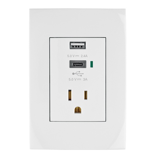 [48313] Contacto 2polos + tierra con 2 puertos USB, Oslo, blanco COUSB-OB