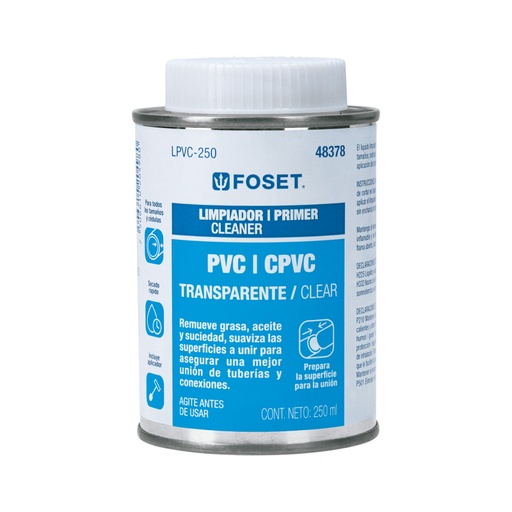 [48378] Limpiador para PVC y CPVC, lata 250ml, FOSET LPVC-250