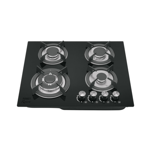 [48408] Parrilla gas empotrable 60cm, 4 quem, vidrio negro, RIVIERA PAE-604GV
