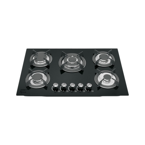 [48409] Parrilla gas empotrable 75cm, 5 quem, vidrio negro, RIVIERA PAE-755GV