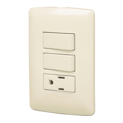 [48667] Placa armada contacto 2 interruptores,marfil, línea Italiana PA-APCO-I2