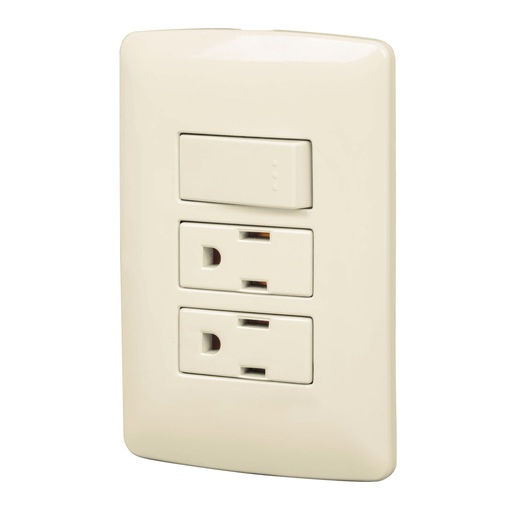 [48668] Placa armada 2 contactos e interruptor,marfil,línea Italiana PA-APCO-I3