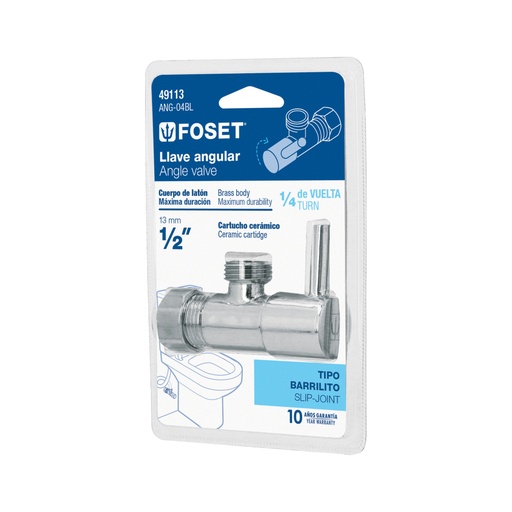 [49113] Llave angular 1/2',1/4 de vuelta, barrilito, maneral palanca ANG-04BL