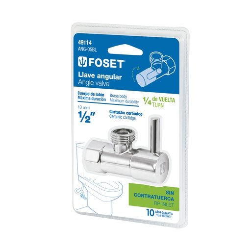 [49114] Llave angular 1/2',1/4 de vuelta, roscable, maneral palanca ANG-05BL