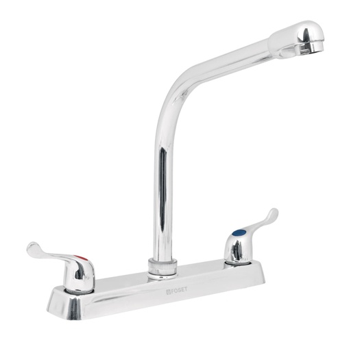 [49191] Mezcladora 8' fregadero cromo, cuello cobra, palanca, BASIC F-319P