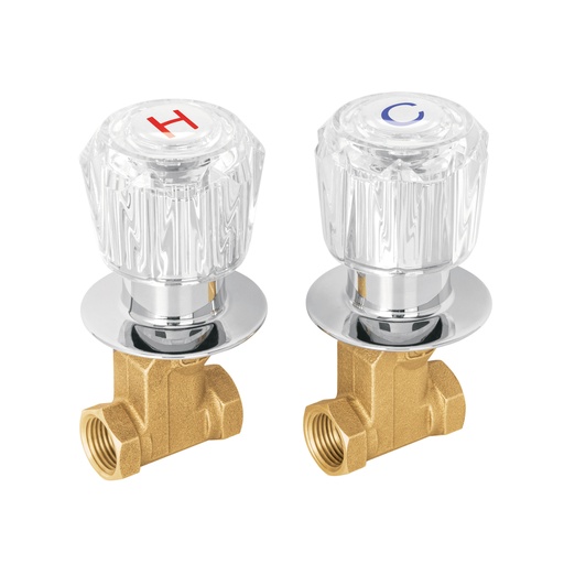 [49252] Juego llaves empotrar roscables, maneral acrílico, FOSET E-052A