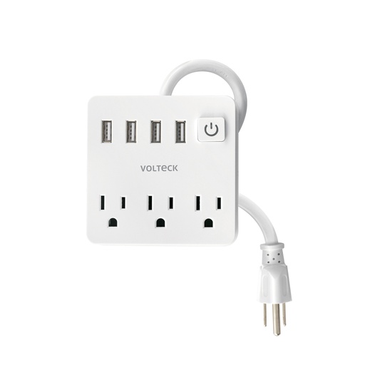 [49322] Multicontacto 16 AWG doméstico 3 entradas 4 ptos USB, blanco MUL-3U