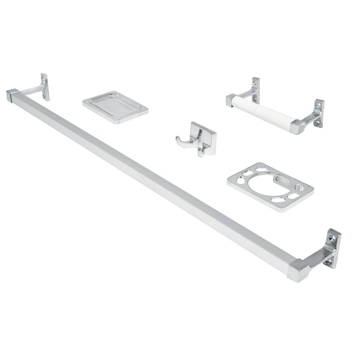 [49607] Juego de 5 accesorios para baño, metálicos, cromo, BASIC A-900
