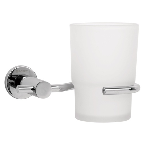 [49668] Portavaso cepillero cromo con vaso de vidrio, FOSET ELEMENT ELA-71
