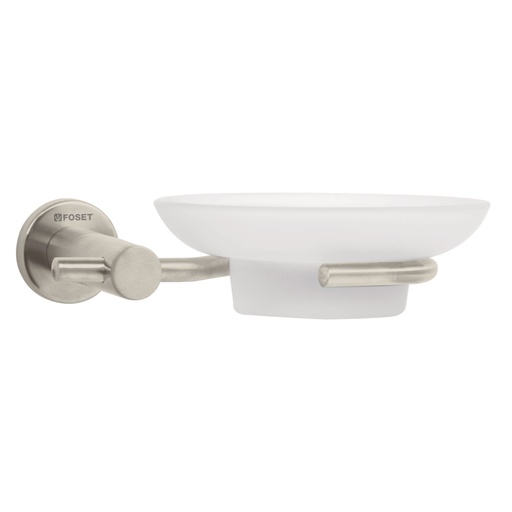[49675] Jabonera metálica satín con plato de vidrio, FOSET ELEMENT ELA-74N