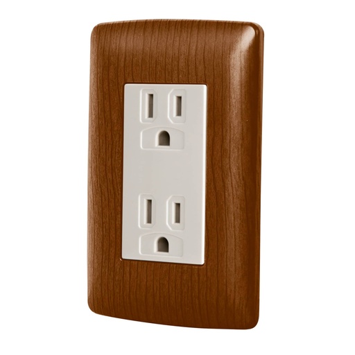 [49809] Contacto dúplex aterrizado, color madera, línea Italiana CODO-IM