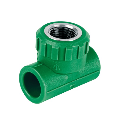 [49839] Tee hembra de PPR 1/2' con inserto metálico, FOSET CV-701