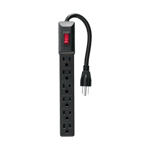 [49860] Multicontacto 16 AWG doméstico económico 6 entradas, negro MUL-6EN