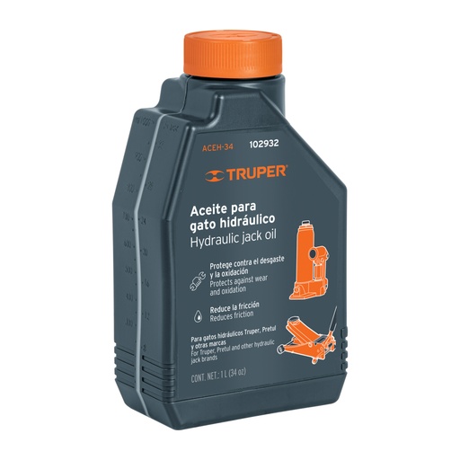 [102932] Aceite hidráulico para gatos, 1 Litro, TRUPER ACEH-34