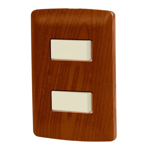 [49925] Placa armada 2 interruptores sencillos,madera,línea Italiana PA-APDO-IM