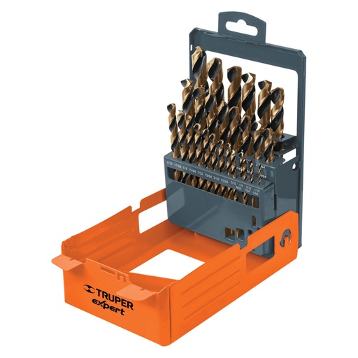 [50004] Juego de 29 brocas HSS para metal en estuche, TRUPER EXPERT DESP-BAV-29C