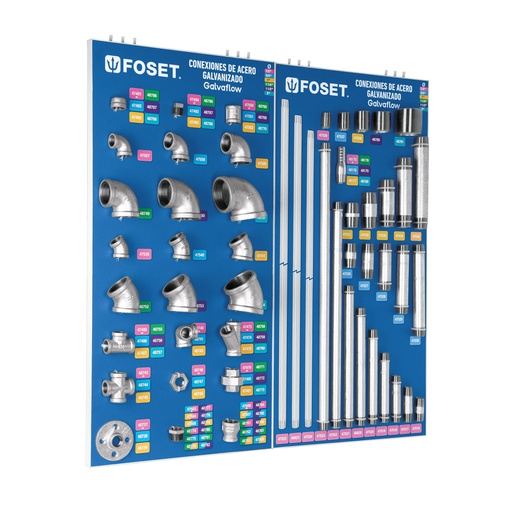 [55783] Exhibidor con conexiones de acero galvanizado, FOSET EX-CG-FOS