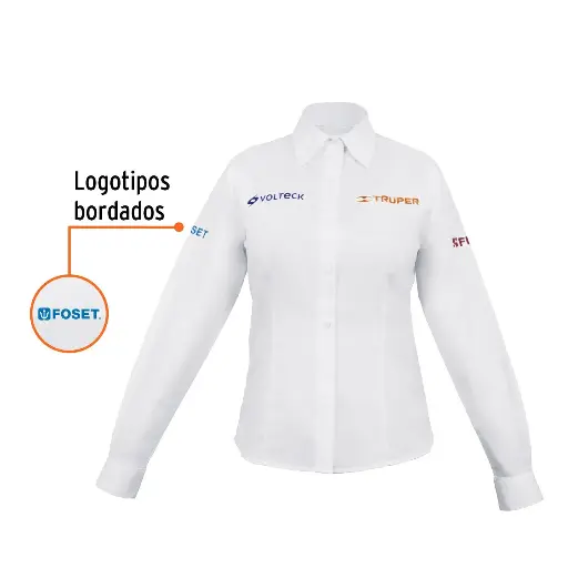 [63106] Camisa manga larga para mujer, blanca, CH, Truper CAM-BCO-DLS